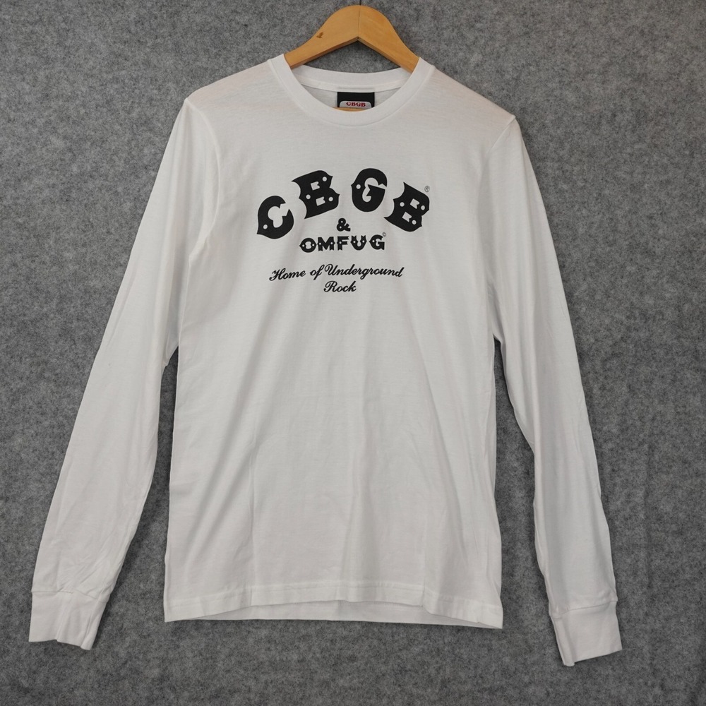 CBGB Shirt XS White Spell Out Club Logo Underground Punk Rock Athletic USA OMFUG